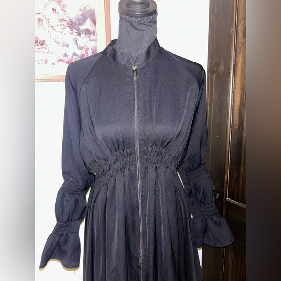 Black zip up tech gear fitted collared maxi dress - Picture 8 of 11
